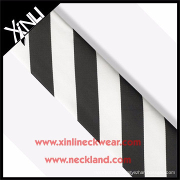 Top qualidade gravata de seda listra tecido preto e branco